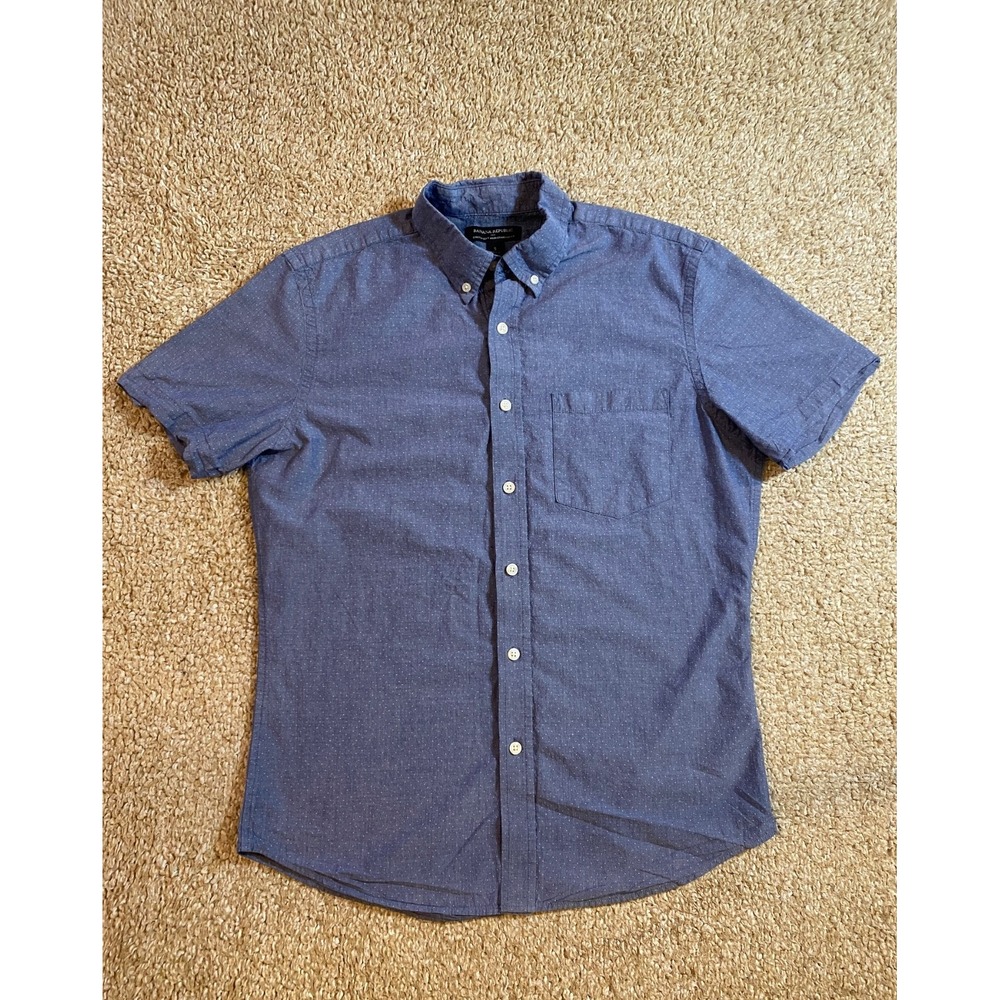 Banana Republic Soft-Wash Standard Fit Shirt Men's Small Blue Micro-Dot